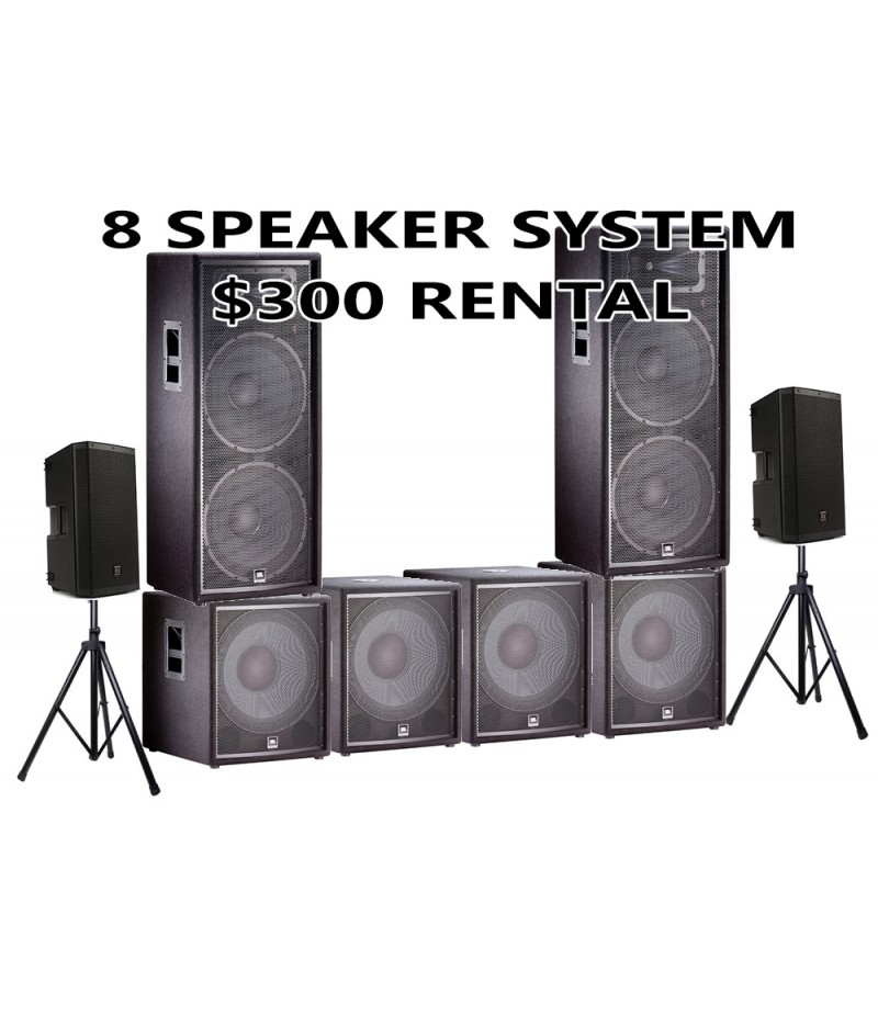 8 SPEAKER PACKAGE JBL WITH 4 SUBWOOFER AND 2 EV 12 HIGHS 8 SPEAKER PACKAGE JBL WITH 4 SUBWOOFER AND 2 EV 12 HIGHS